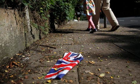A British flag on the ground