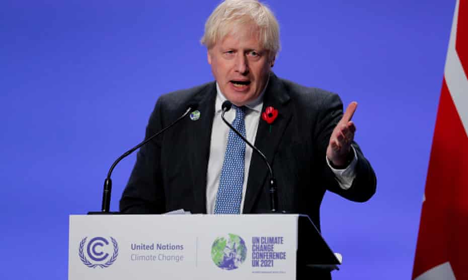 Boris Johnson speaking at Cop26