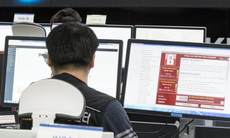 Employees at South Korea’s internet and security agency watch for possible malware attacks. 
