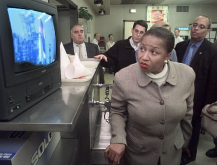 Woman looks at television