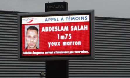 A billboard in Mulhouse, eastern France, displays a wanted photo of Salah Abdeslam