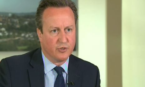 British prime minister David Cameron being interviewed on ITV on Thursday