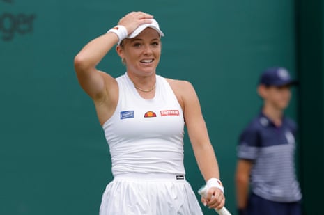 Katie Swan celebrates her victory on Court 16 over Irina Begu.
