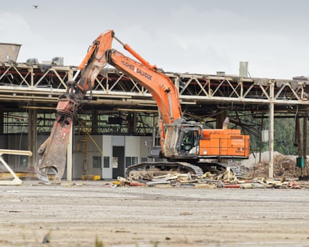 The former Ford factory is being demolished in Bridgend