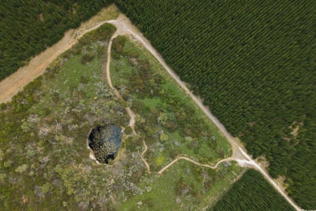 A sinkhole from the air