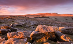 Sunrise over Belstone Tor, looking towards Yes Tor and High Willhays.