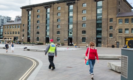 A security guard in Granary Square in King’s Cross, London, which is another pseudo-public space
