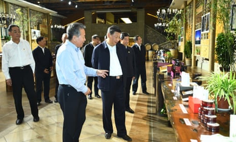 The Chinese president, Xi Jinping, visiting a vineyard in north-west China