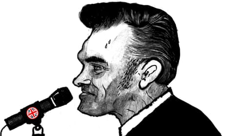 Illustration by David Foldvari of Morrissey in front of a Union Jack microphone
