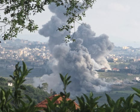 Smoke rises in Habboush, southern Lebanon, on Friday after Israeli strikes.