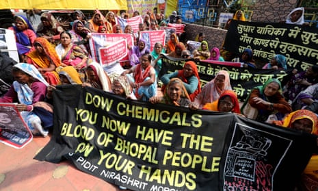 A protest rally on 3 December 2019 marking the 35th anniversary of the disaster at a pesticide plant in Bhopal, India.