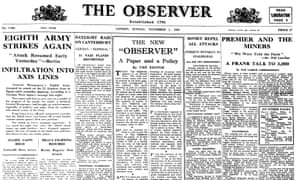 Observer front page, 1 November 1942.