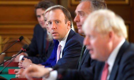 Matt Hancock with Boris Johnson in a cabinet meeting