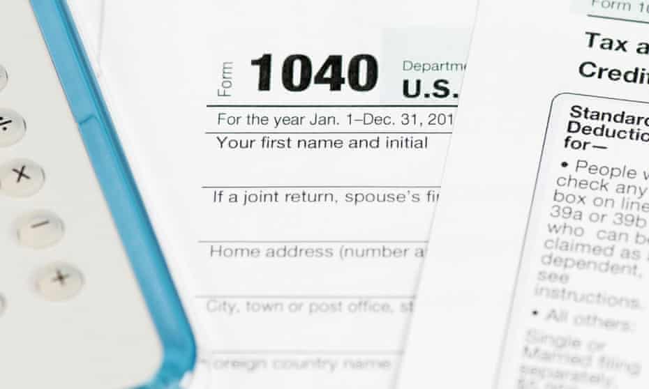 The US tax form 1040 for individual tax returns. 
