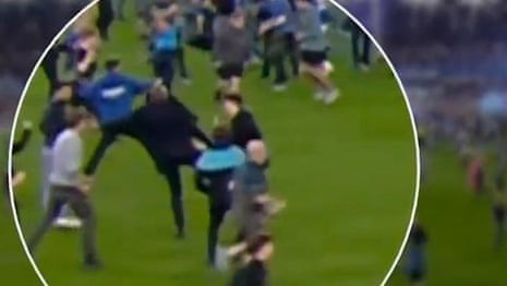 Patrick Vieira appears to kick out at fan after pitch altercation – video