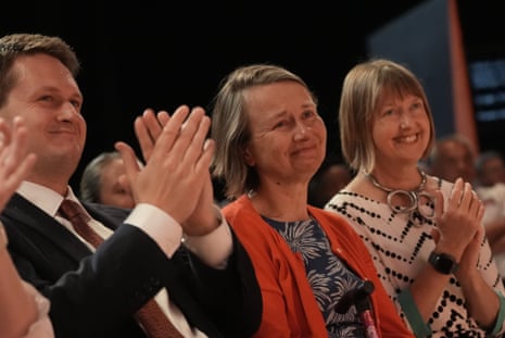 Ed Davey’s wife, Emily, in the audience during his speech.