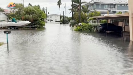 Streets flooded in Treasure Island, Florida, before Hurricane Helene – video