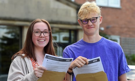 Students receiving their GCSE results this week.