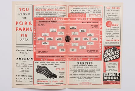 Nottingham Forest v West Ham lineups in a programme from 1963.