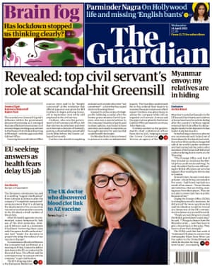 Guardian front page, Wednesday 14 April 2021