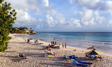 People relaxing at Accra Beach, Rockley, Barbados,