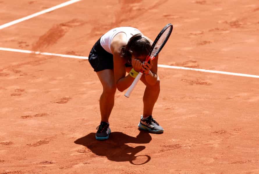 Daria Kasatkina celebrates after her straight sets victory over Veronika Kudermetova.