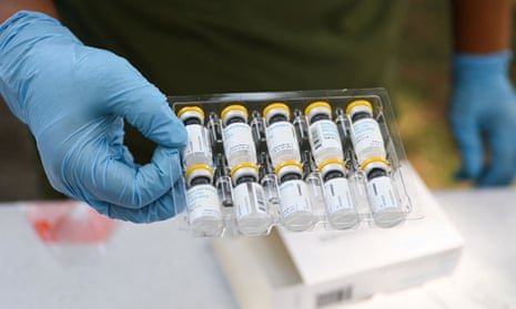 Vials of mpox vaccine at a clinic in California.
