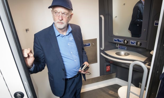 Jeremy Corbyn during his visit to the Wabtec Rail train factory in Doncaster.