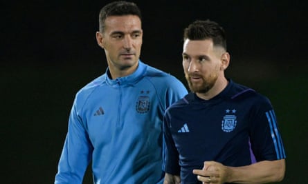 Argentina coach Lionel Scaloni and Lionel Messi