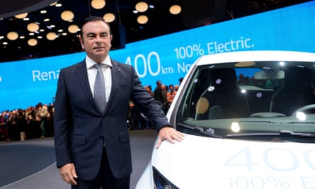 Carlos Ghosn presents the Renault Zoe electric car in Paris, 2016.