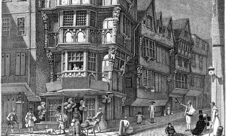 The Crooked House on the corner of Chancery Lane and Fleet Street, as illustrated by John Thomas Smith