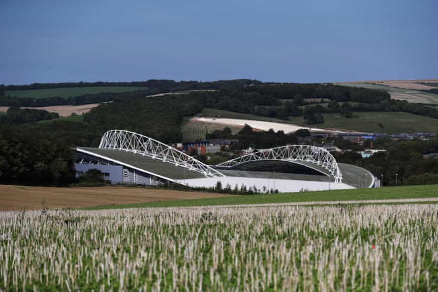 A view of the stadium nestled in the South Downs.