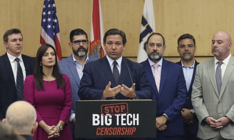 Ron DeSantis speaks in May 2021 before signing his big tech censorship bill into law.