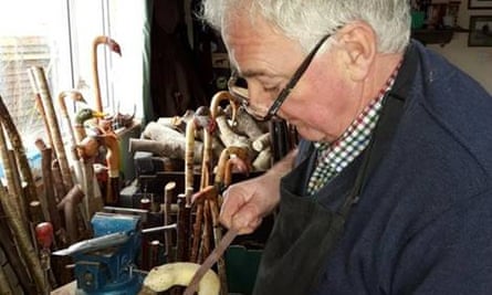Retired engineer Robert Mckergan began his craft of stick-making as a hobby.