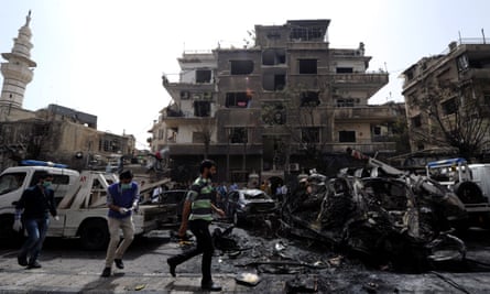 The aftermath of a car bomb in Damascus