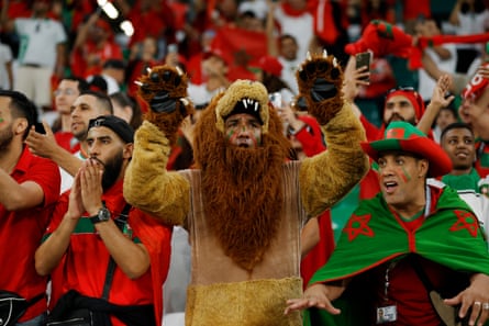 Morocco fans watch the last-16 match against Spain in Qatar