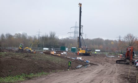 Preparing the ground for the largest onshore wind turbine in England in Bristol.