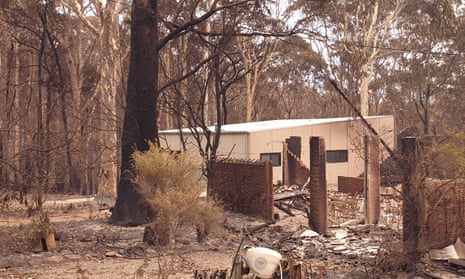 Ron Weir’s bushfire-resilient home in Rosedale, on the NSW south coast, designed by architect Thomas Caddaye, is intact while neighbouring homes burned down.
