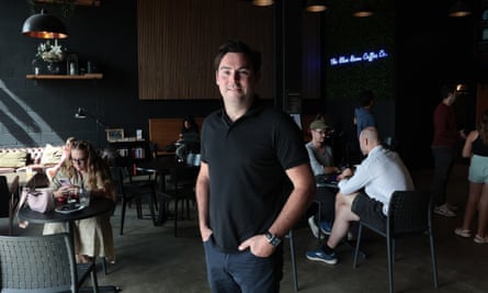 Sam Bott, owner of Blue Bean Coffee in Ebbsfleet, inside his cafe.