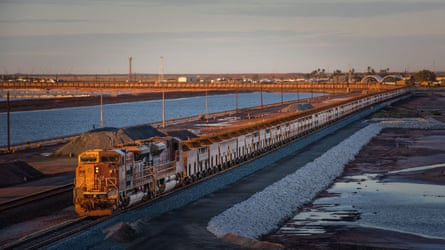 A BHP train arrives in the port