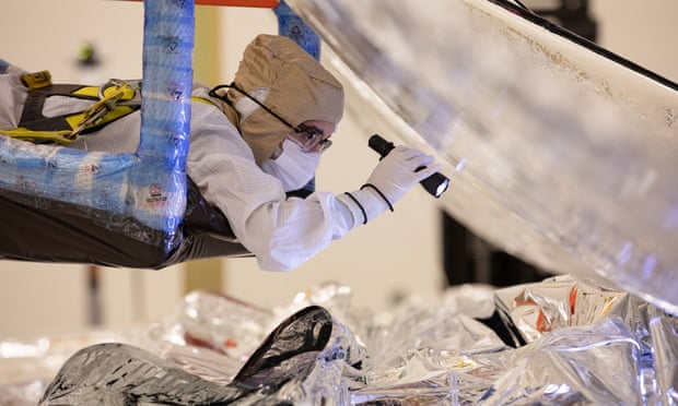 Technician works on James Webb Space telescope