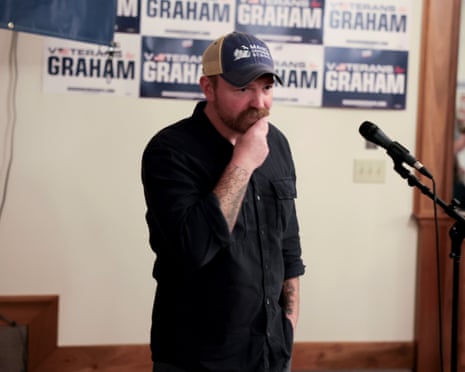 Graham Platner speaks during a campaign event in May.