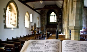 Interior of English church seen from pulpit