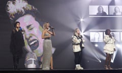 Montaigne, Delta Goodrem, Tones & I and Marcia Hines perform during the Helen Reddy Tribute at the 2020 Aria Awards