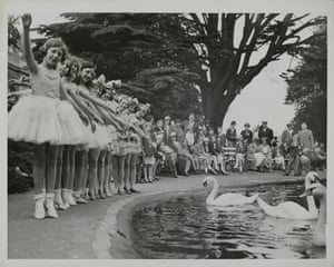Pupils dancing by the ornamental boating lake