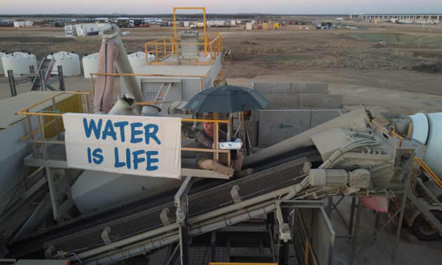 Protest at Adani construction site in Queensland in 2020: