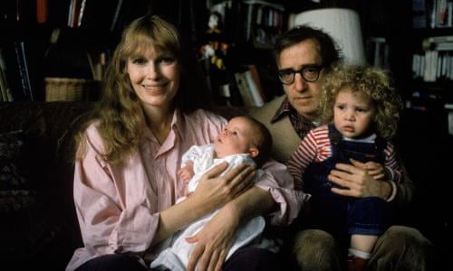 Mia Farrow and Woody Allen with their children