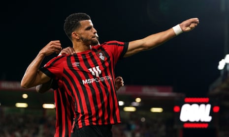 Dominic Solanke celebrates scoring what turned out to be Bournemouth’s winning goal in their 2-1 victory against QPR.