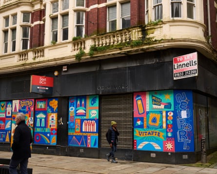 A shuttered corner unit for lease on Commercial Street in Newport