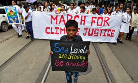 Students on a Fridays For Future march in Kolkata, India